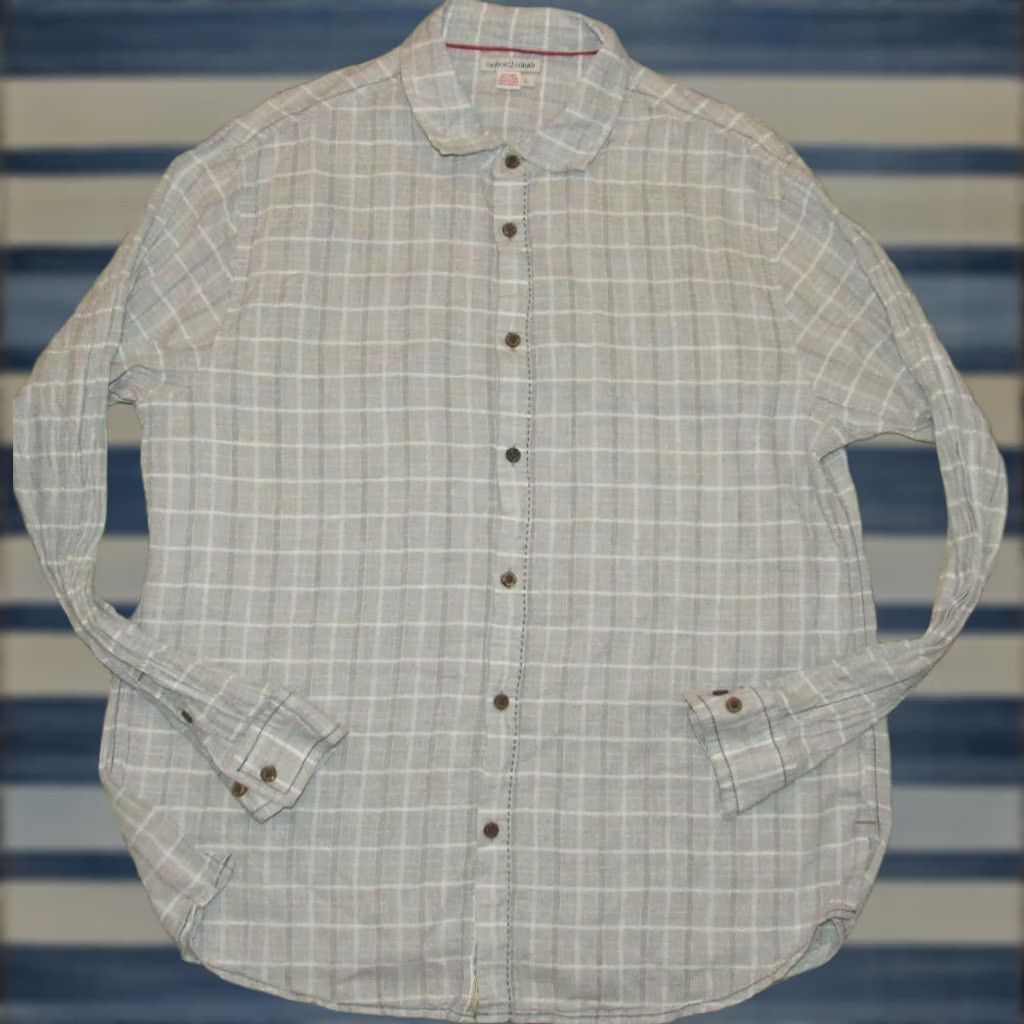 Carbon2Cobalt CARBON2COBALT Grey Plaid Linen Cotton Long Sleeve Button Down Shirt Large L Mens Size US L / EU 52-54 / 3 - 1 Thumbnail
