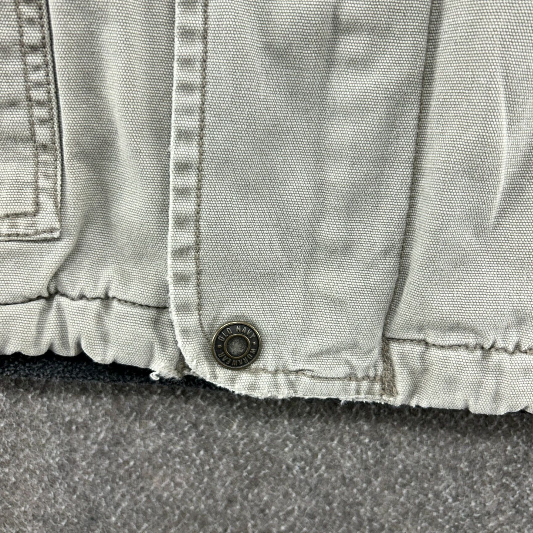 Old Navy VINTAGE Old Navy Jacket Mens L Beige Canvas Chore Barn Fleece Lined Workwear 90s Military Jacket Mens L Regular Gray Size US L / EU 52-54 / 3 - 7 Thumbnail