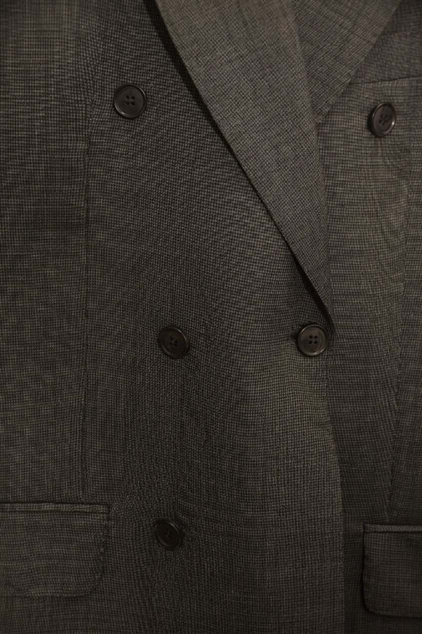 Other Vintage Men's Grey Micro-Check Double-Breasted Blazer Sport Coat Size 40R - 2 Thumbnail
