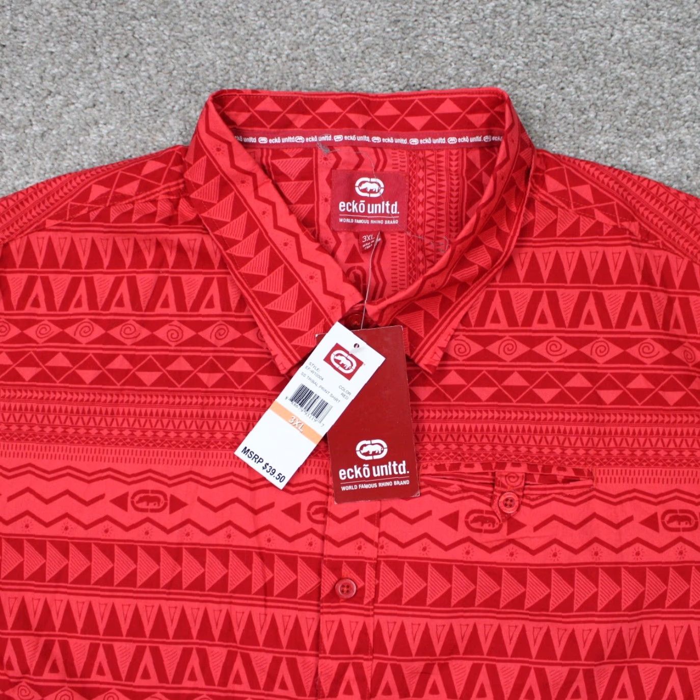 ECKO Unltd. Hawaiian Button-Up Shirt Mens 3XL Red 90s Cotton Short Sleeve NWT