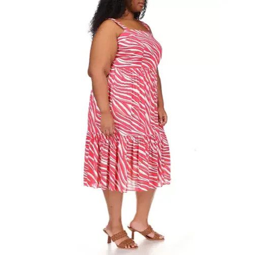 Other Michael Michael Kors Plus Size Zebra Midi Dress, Geranium, 2 Size ONE SIZE - 1 Thumbnail