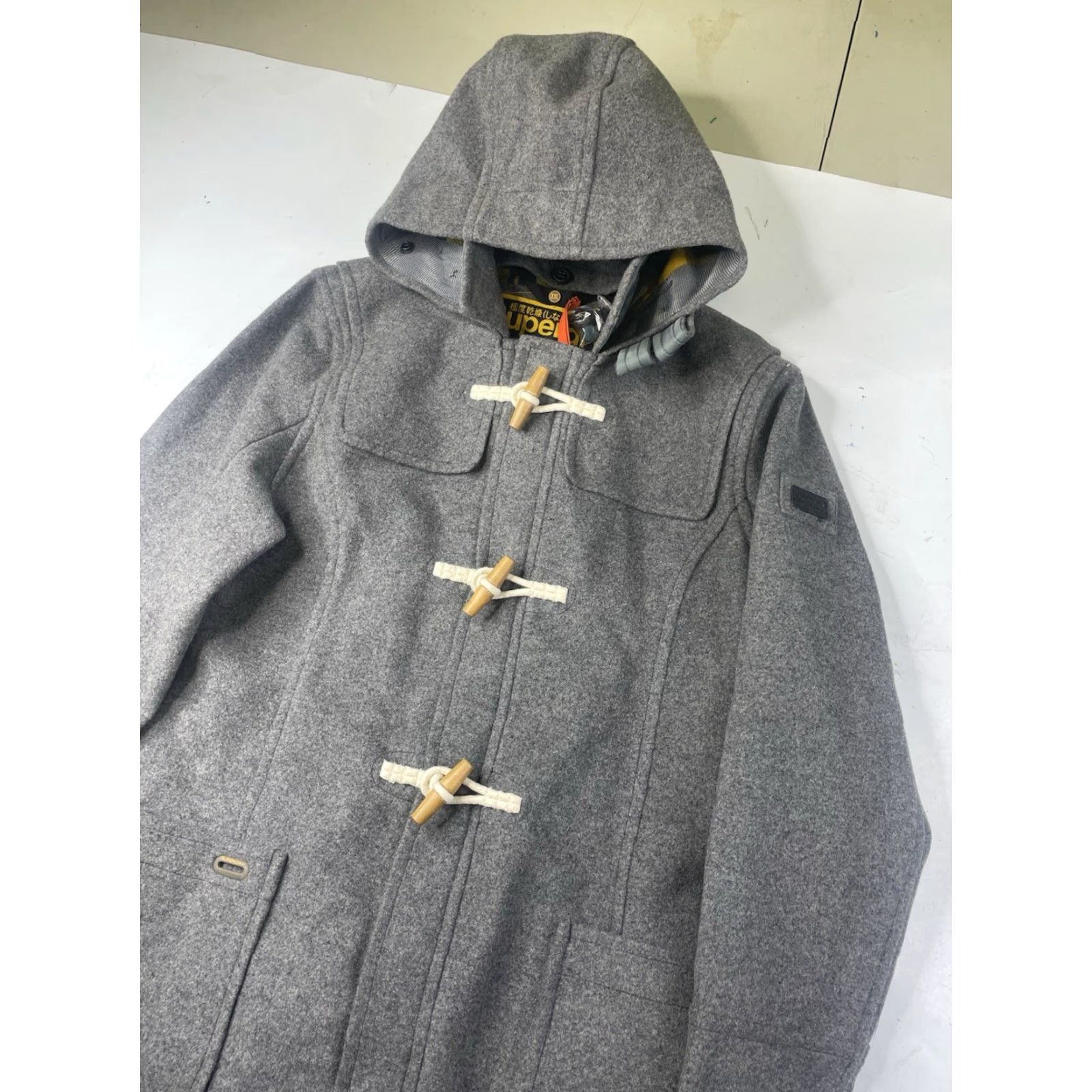 Superdry NWT Superdry Duffle Coat Hooded Men XXL Gray Wool Blend Button Closure Flannel Lined Size US XXL / EU 58 / 5 - 2 Thumbnail