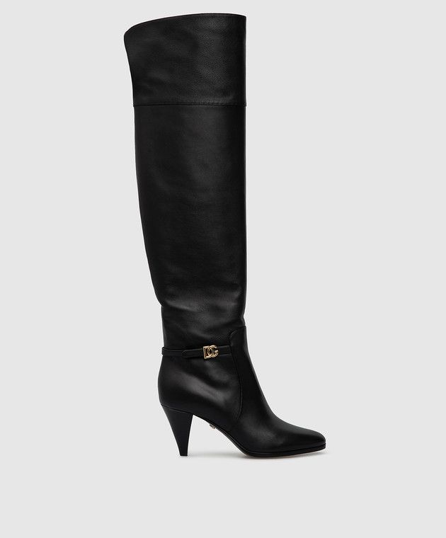 Dolce & Gabbana o1y0925 Cone Heel Boots in Black Size US 4 / IT 34 - 1 Thumbnail