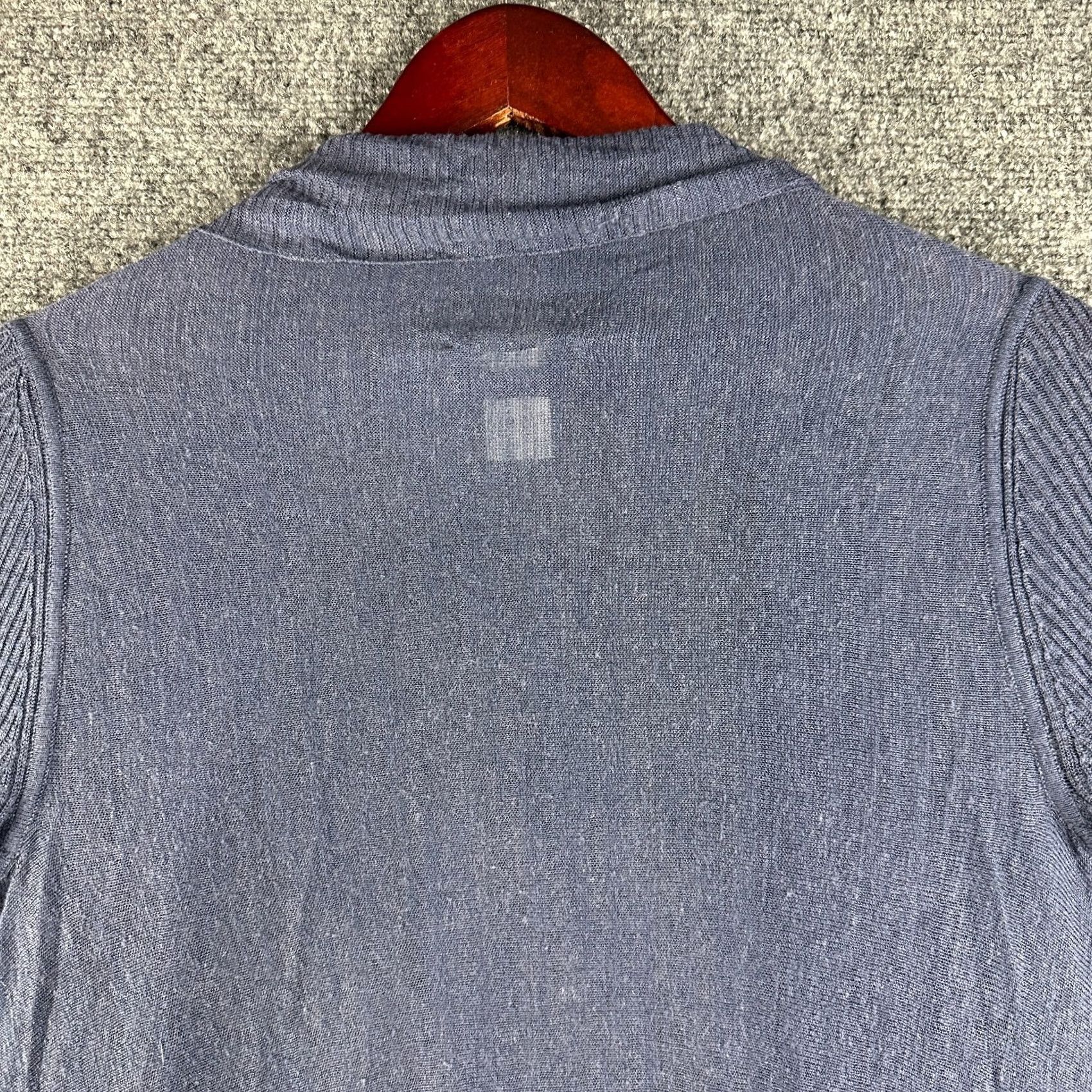 Talbots Talbots Cardigan Sweater Womens Petite Blue Linen Open Knit V-Neck Long Sleeve Stretch Size S / US 4 / IT 40 - 7 Thumbnail