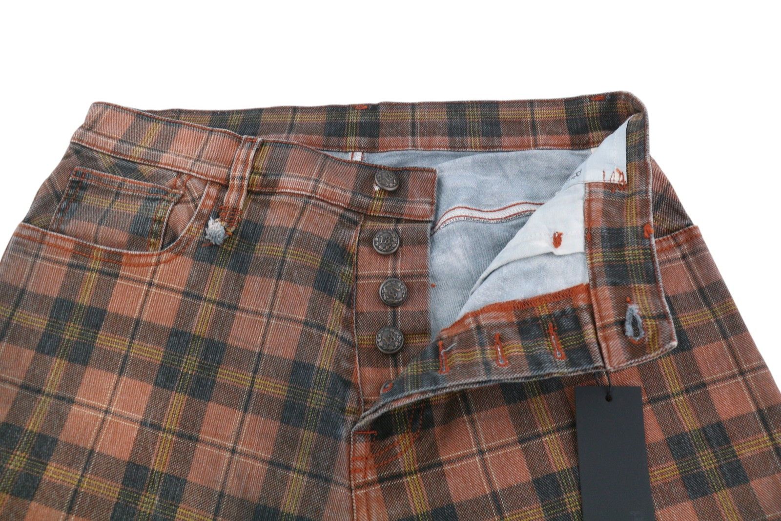 R13 TAILORED DROP 27 Ash Red Plaid Ankle Crop Relaxed 85771 Size 27" / US 4 / IT 40 - 4 Thumbnail