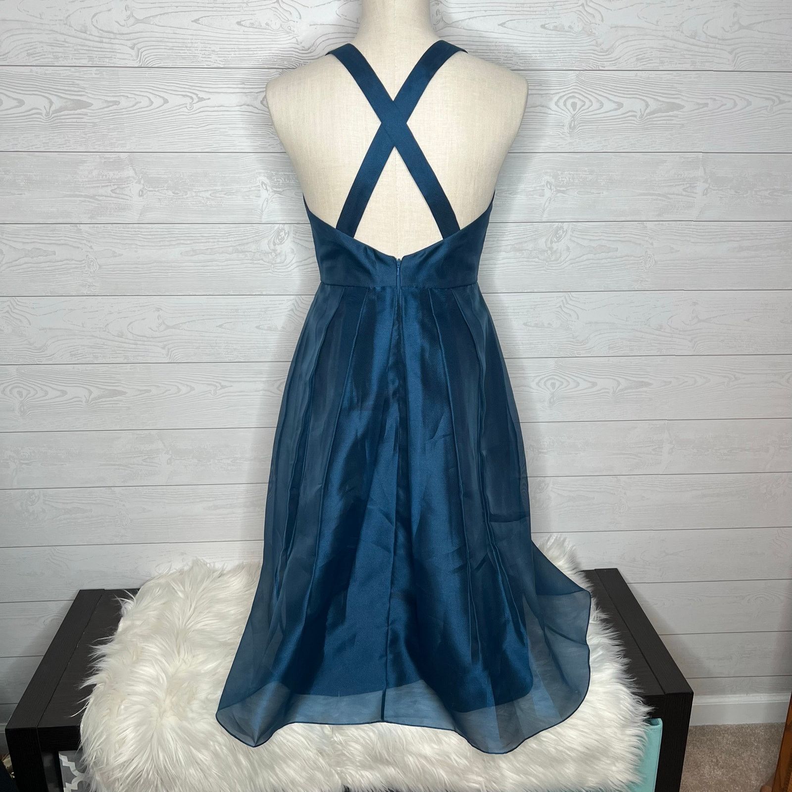 After Six After Six “Mousseline” midi navy formal dress Size 6 Size M / US 6-8 / IT 42-44 - 3 Thumbnail
