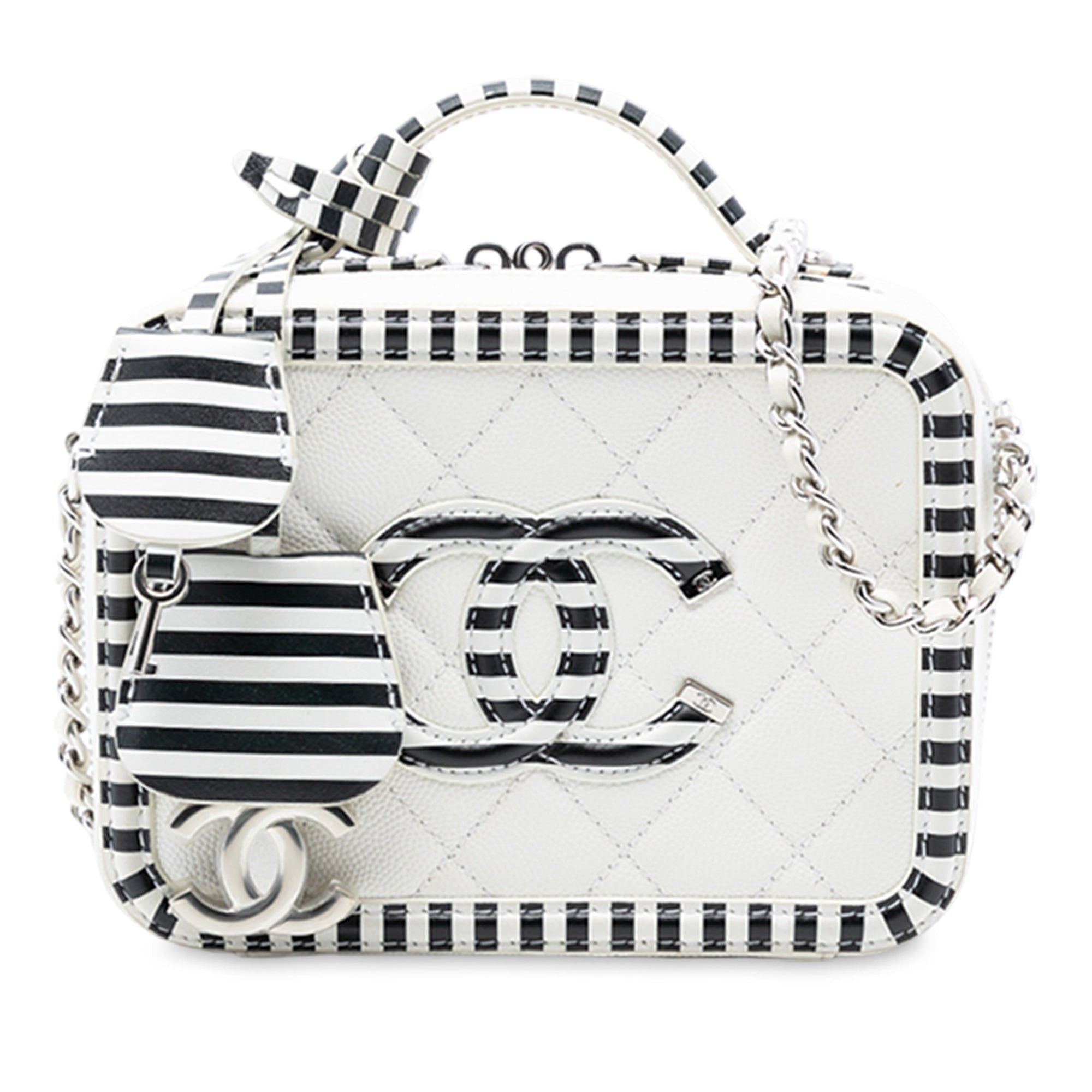 Small Caviar Striped CC Filigree Vanity Case