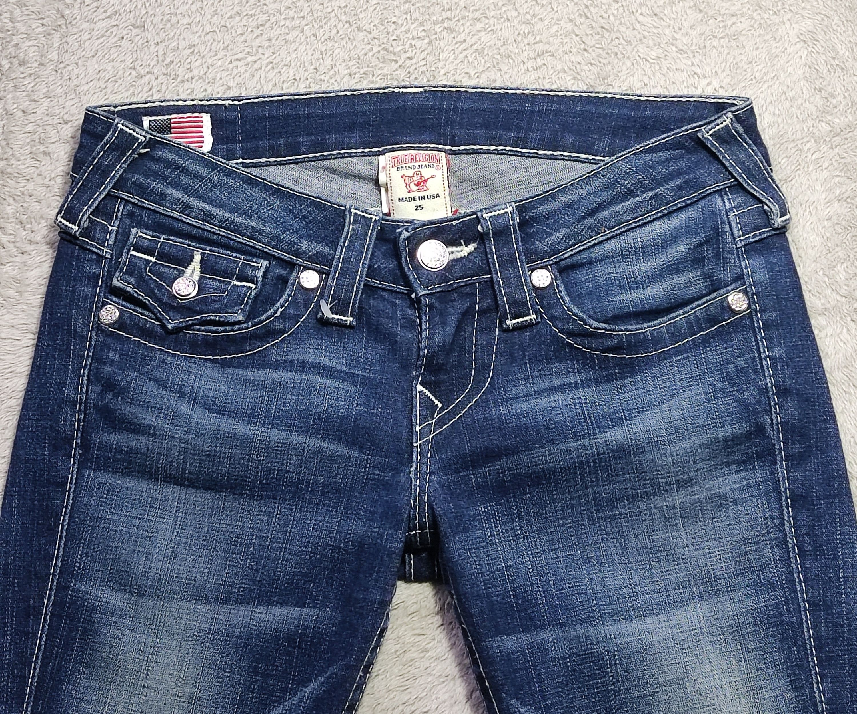 True Religion Y2K True Religion Lily Low Rise 3/4 Jeans Crystal Button Size 29" - 3 Thumbnail