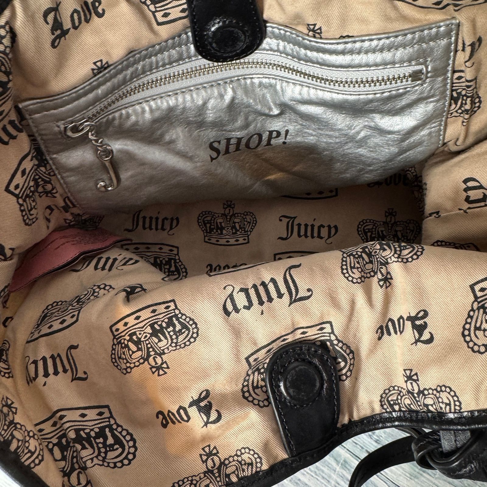Juicy Couture Vintage Juicy Couture Crown Tote Bag Logo Black Handles Size ONE SIZE - 3 Thumbnail