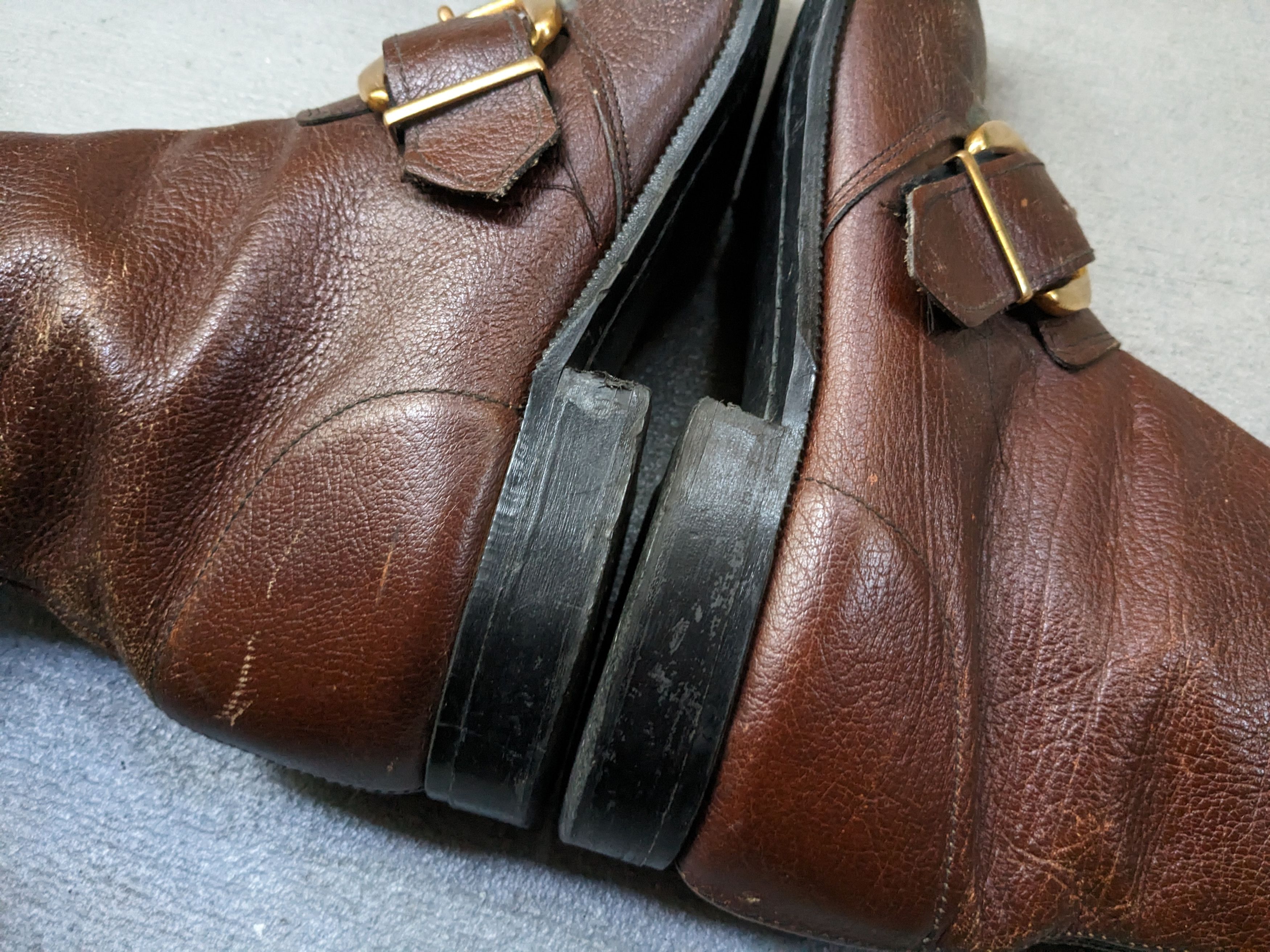 Genuine Leather Vintage Leather Side Zip Boots Brown 8.5 Buckle Botas Size US 8.5 / EU 41-42 - 10 Thumbnail