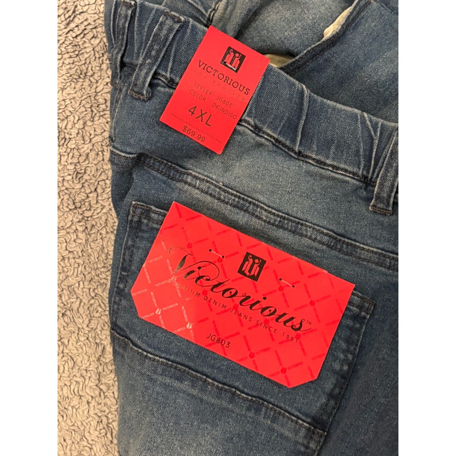 Vintage VIC TORIOUS Los Angeles Mens Jeans Joggers Pull On Elastic Waistband 4XL Blue Size US 39 - 3 Thumbnail