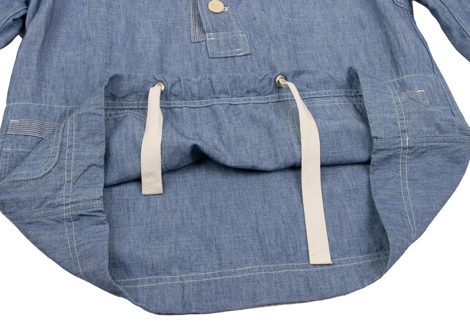 Junya Watanabe Light Blue Japanese Patterned Chambray Hoodie Pullover Size US S / EU 44-46 / 1 - 14 Thumbnail