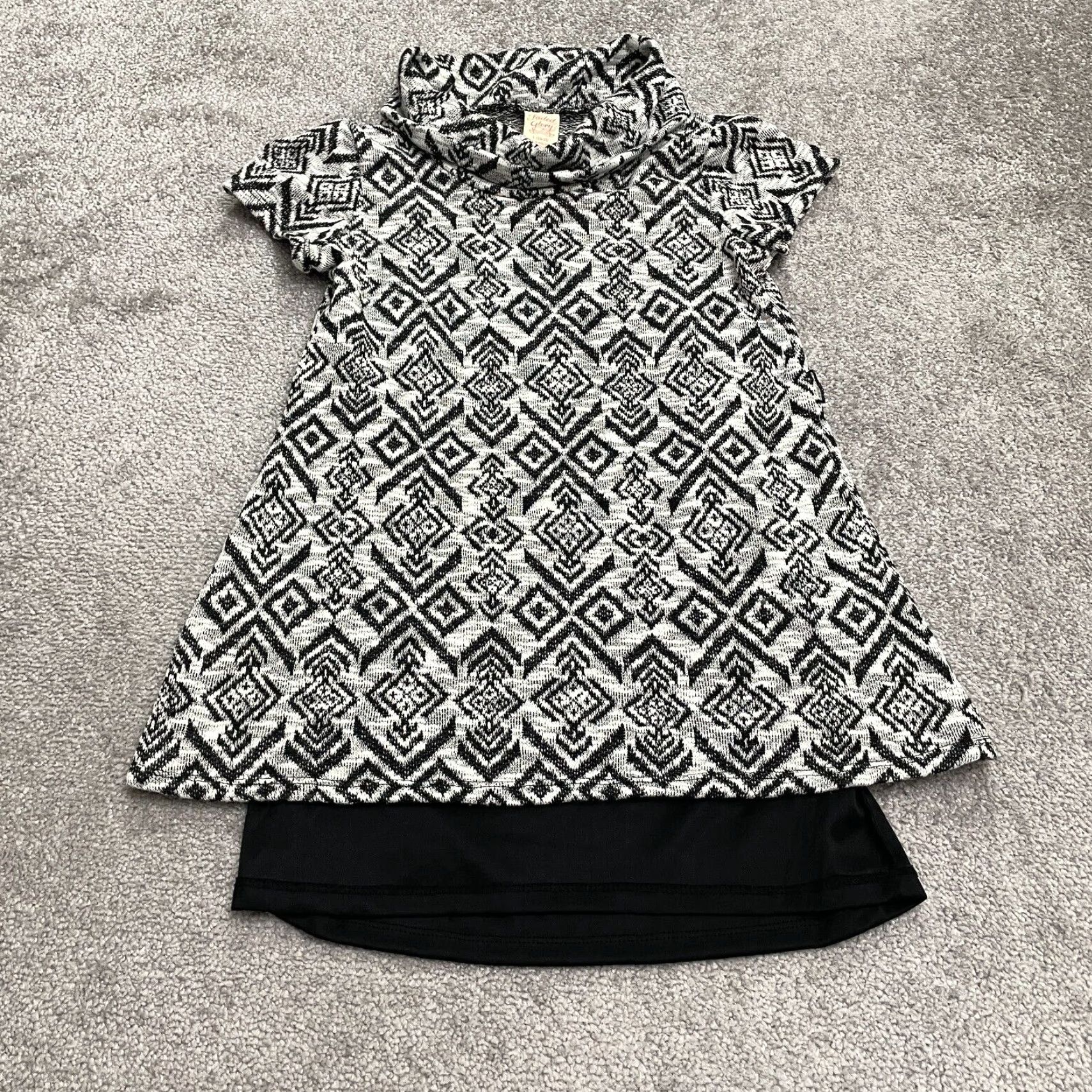 Faded Glory Faded Glory Sweater Dress Juniors L Black White Geometric Aztec Cowl Neck Dress Size L / US 10 / IT 46 - 2 Thumbnail