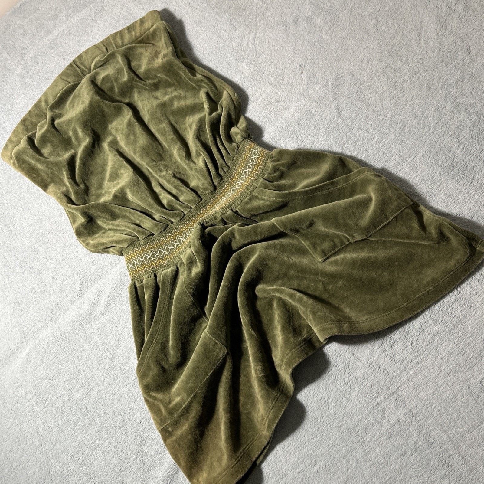 Mossimo Peplum Top Velour Dress Skirt One Piece Womens Medium Green Size 22" - 3 Thumbnail