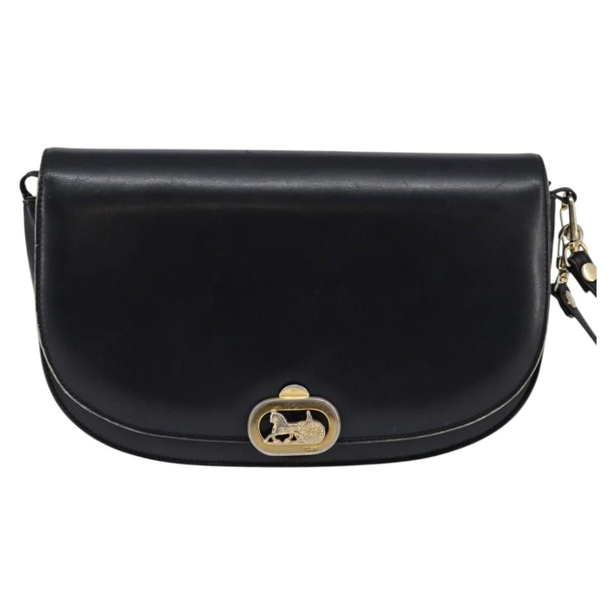 Celine CELINE Horse Carriage Shoulder Bag Leather Navy Gold Size ONE SIZE - 2 Thumbnail