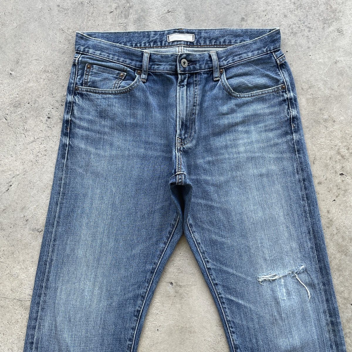 Japanese Brand Vintage Japanese Selvedge Distressed Faded Jeans Denim Pants Size US 33 - 3 Thumbnail