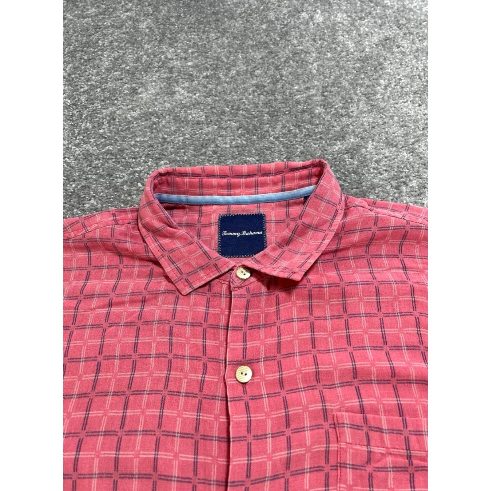 Tommy Bahama Tommy Bahama Shirt Mens XXL Pink Windowpane Check Silk Logo Button-Up Short Sleeve Casual Travel Size US XXL / EU 58 / 5 - 3 Thumbnail