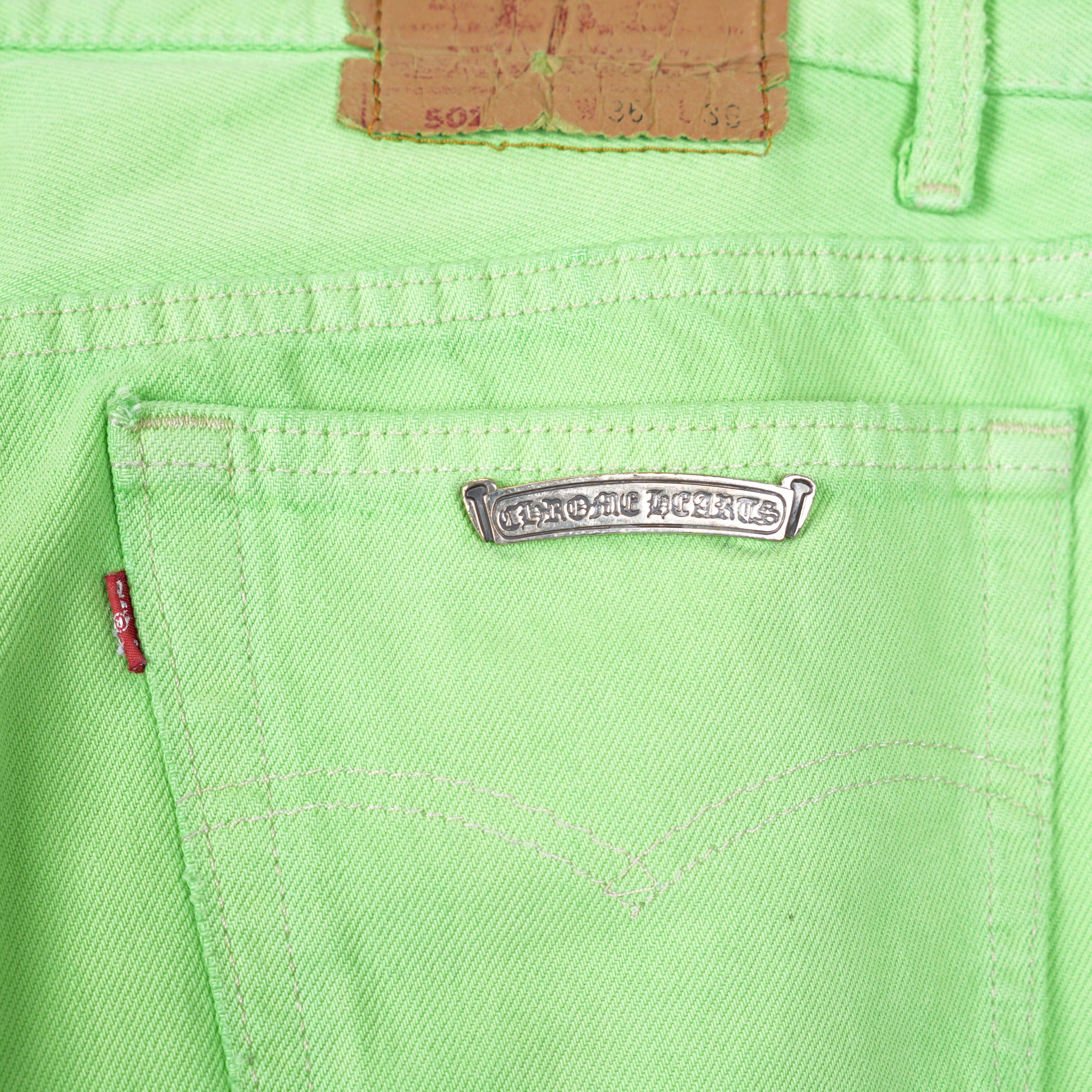 Chrome Hearts CHROME HEARTS GREEN SEX RECORDS CROSS PATCH JEANS Size US 33 - 11 Thumbnail