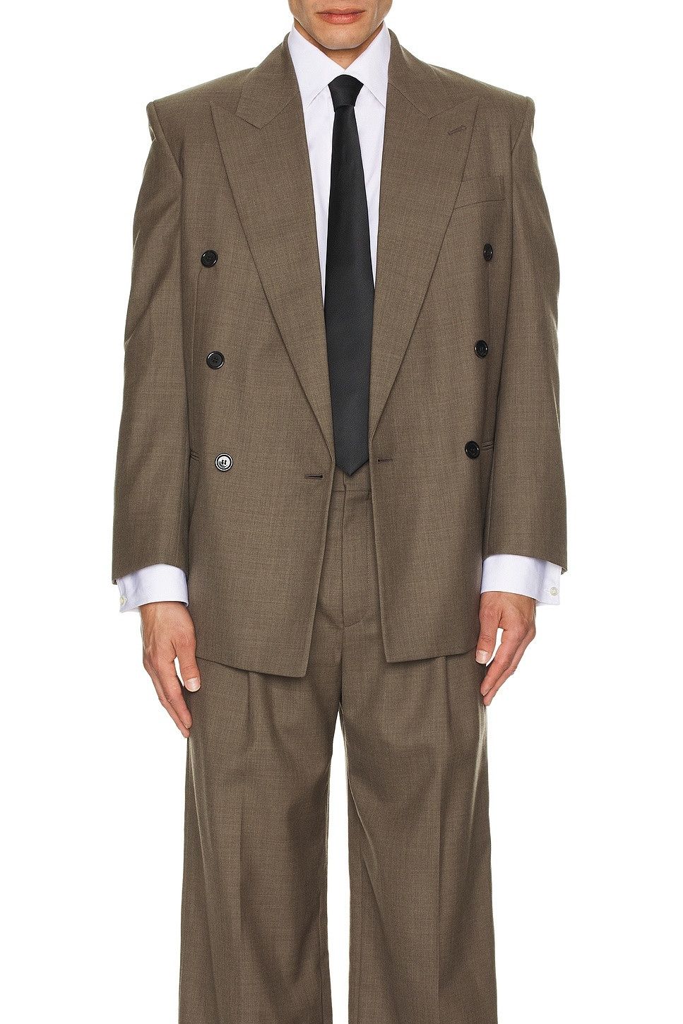 Saint Laurent Paris o1s22i1n0425 Double-breasted Wool Fresco Blazer Taupe Chine Size US M / EU 48-50 / 2 - 4 Thumbnail