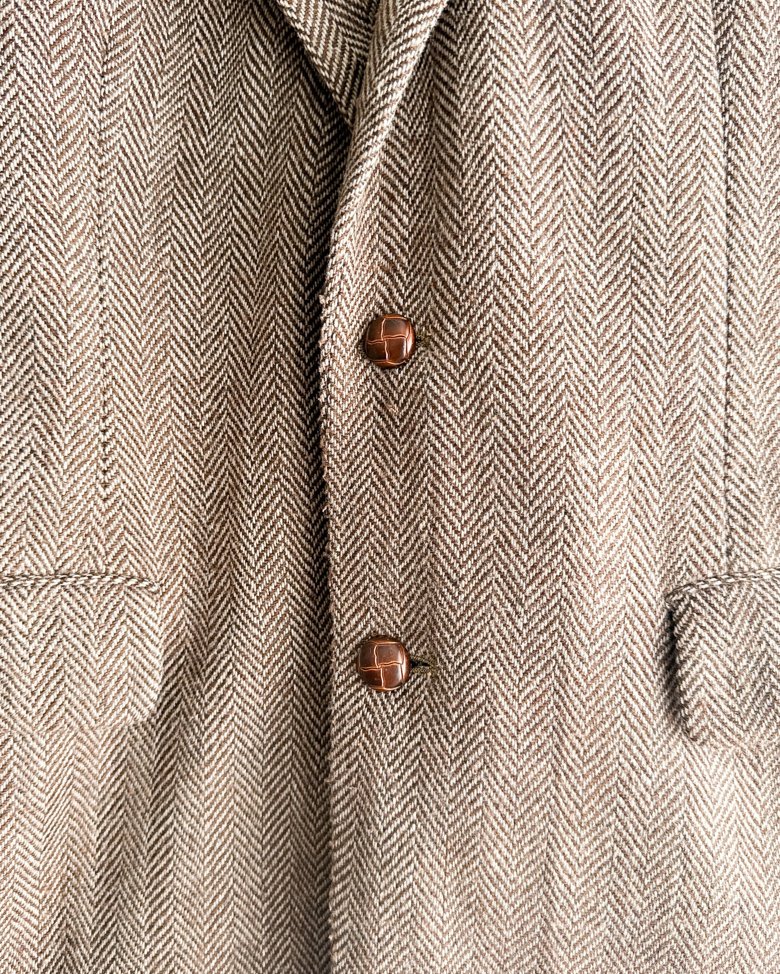Vintage Vintage 90s Oakton Herringbone Tweed Blazer Suit Jacket 38R Size 38R - 2 Thumbnail