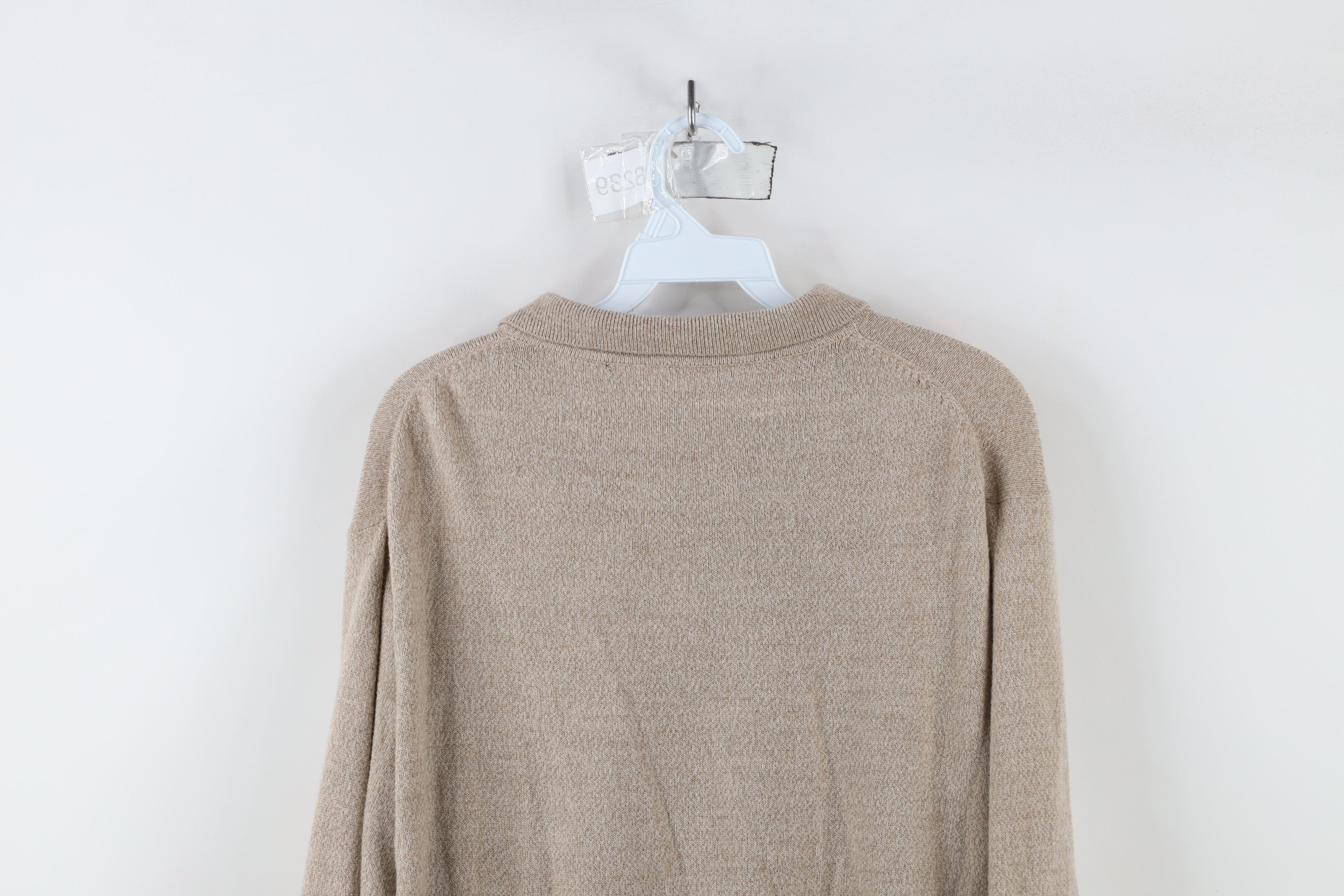 Vintage Vintage 90s Streetwear Knit Collared Sweater Oatmeal Brown Size US L / EU 52-54 / 3 - 9 Thumbnail