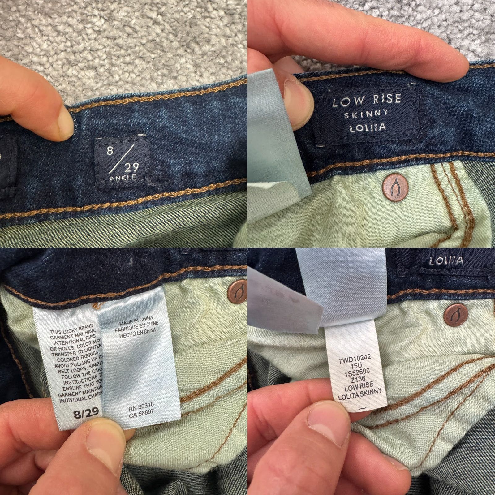 Lucky Brand VINTAGE Lucky Brand Skinny Jeans Womens 8 Low Rise Ankle Dark Wash Cotton Blend 90s Streetwear Size 30" / US 8 / IT 44 - 8 Thumbnail