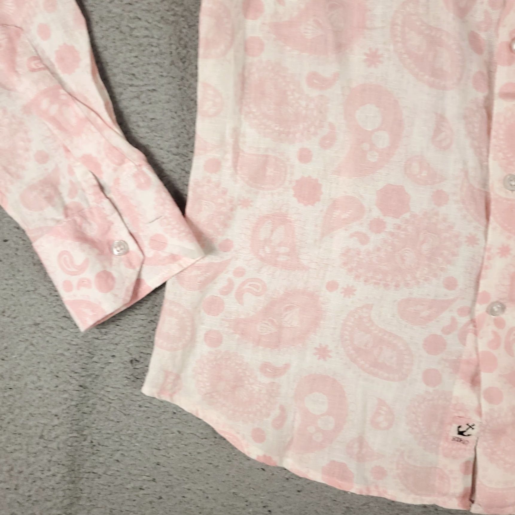 Pinko Hiho Shirt Men S Pink Paisley Linen Button-Up Long Sleeve Size US S / EU 44-46 / 1 - 4 Thumbnail
