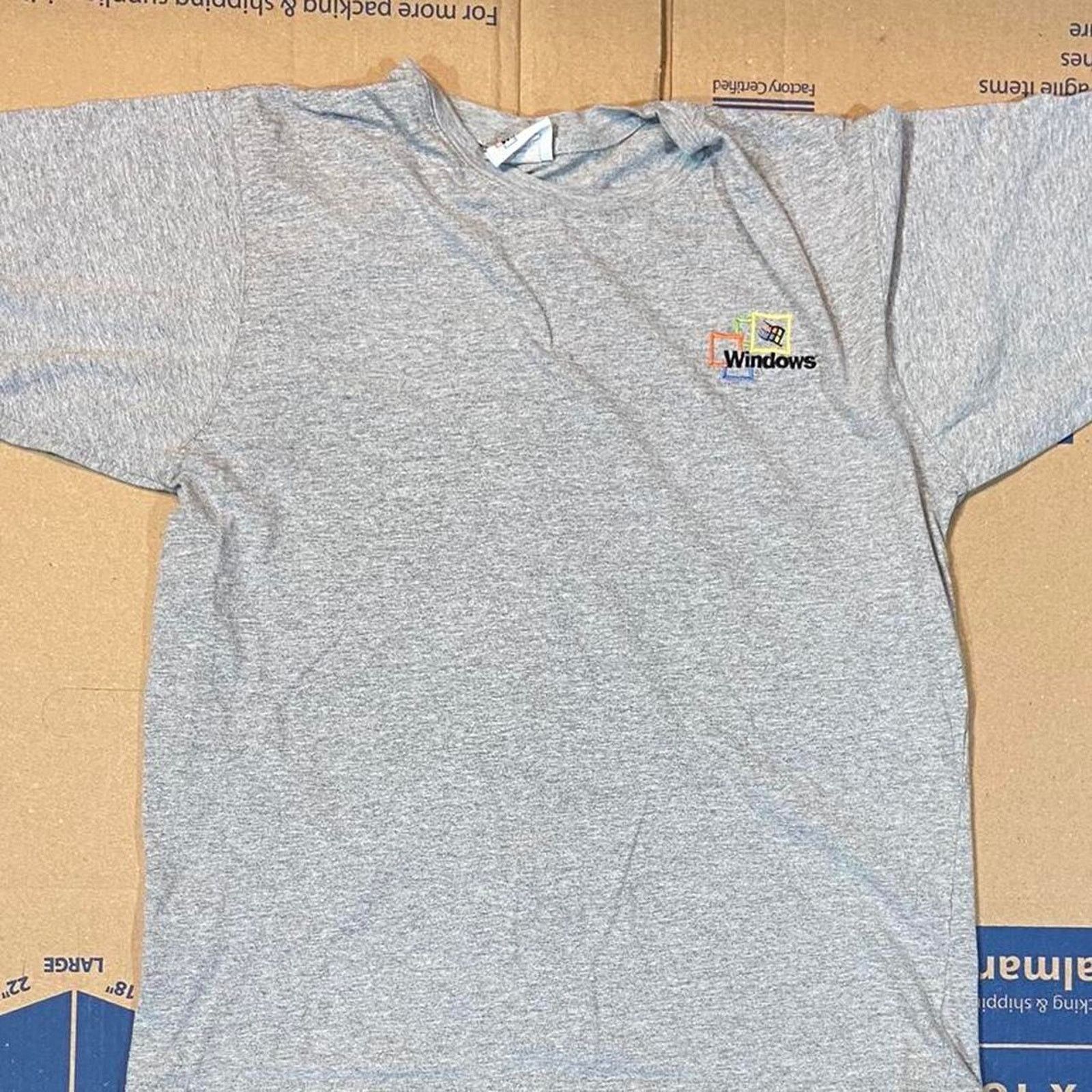 Hanes 90s windows grey embroidered computer Size US XL / EU 56 / 4 - 3 Thumbnail