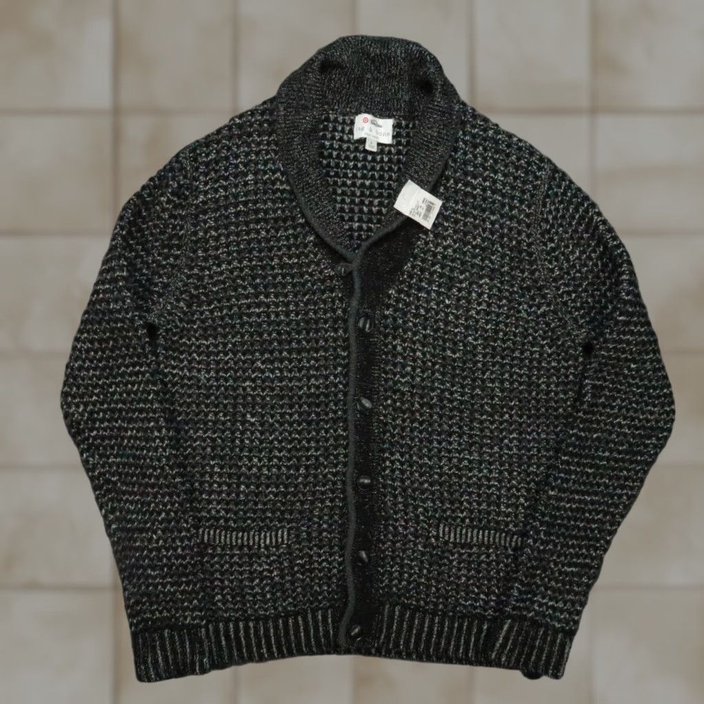Rag & Bone rag & bone Sweater Womens Large Black Gray Wool Blend Shawl Cardigan NWT Size L / US 10 / IT 46 - 1 Thumbnail