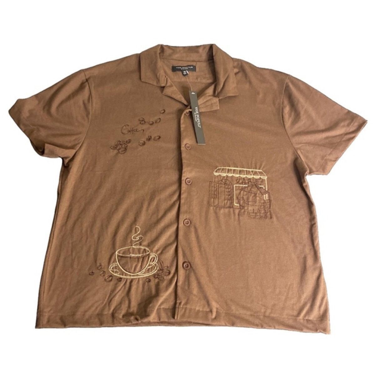 Other Vox Populi Coffee Print Brown Button M Casual Cuban Collar Size US M / EU 48-50 / 2 - 2 Thumbnail