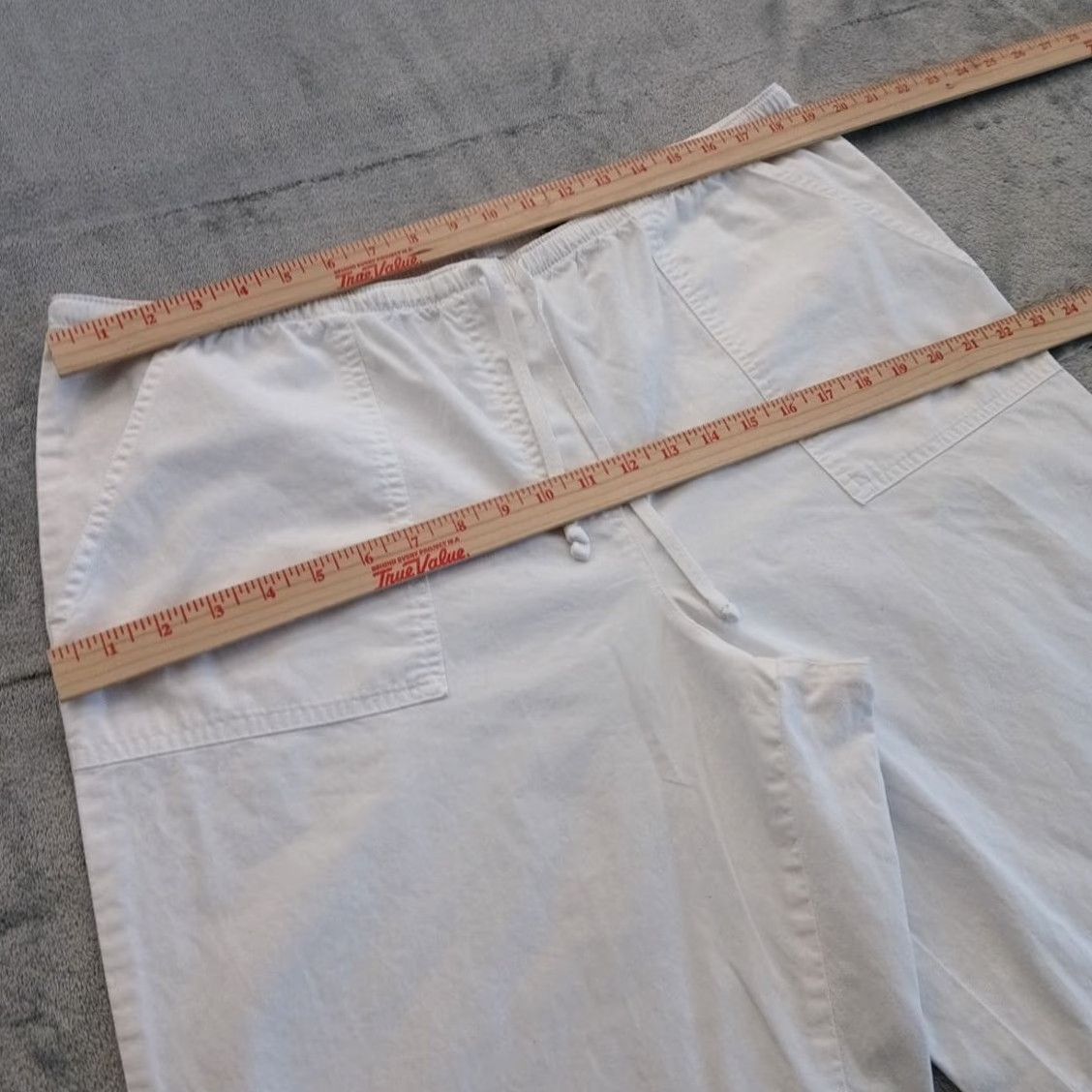 Vintage LL Bean Ankle Pants Womens L Tall White Drawstring Pockets 38x31 High Rise Pants Mens? Actually Women. Size 36" / US 14 / IT 50 - 2 Thumbnail