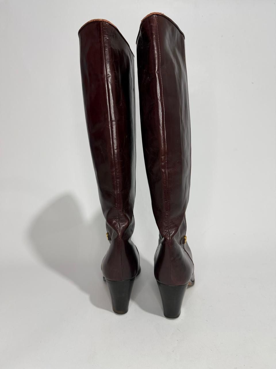 Gucci Gucci 1970s Horsebit Brown Leather Wood Stacked Boots EU36 Size US 6 / IT 36 - 2 Thumbnail