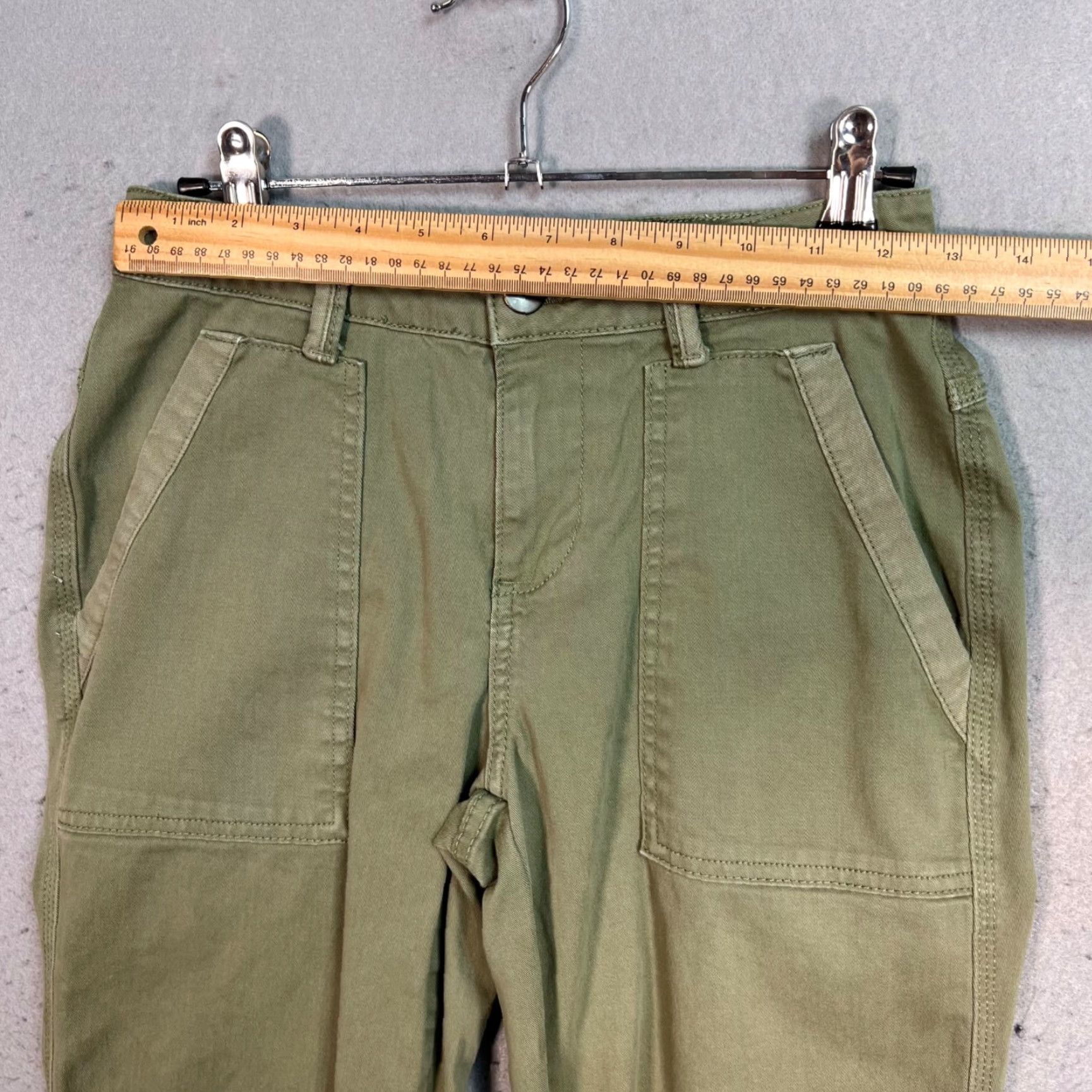 Olive VINTAGE Caslon Womens 0 Olive Green Chino Pants Casual Flat Front Cotton Spandex Size 25" / US 0 / IT 36 - 5 Thumbnail