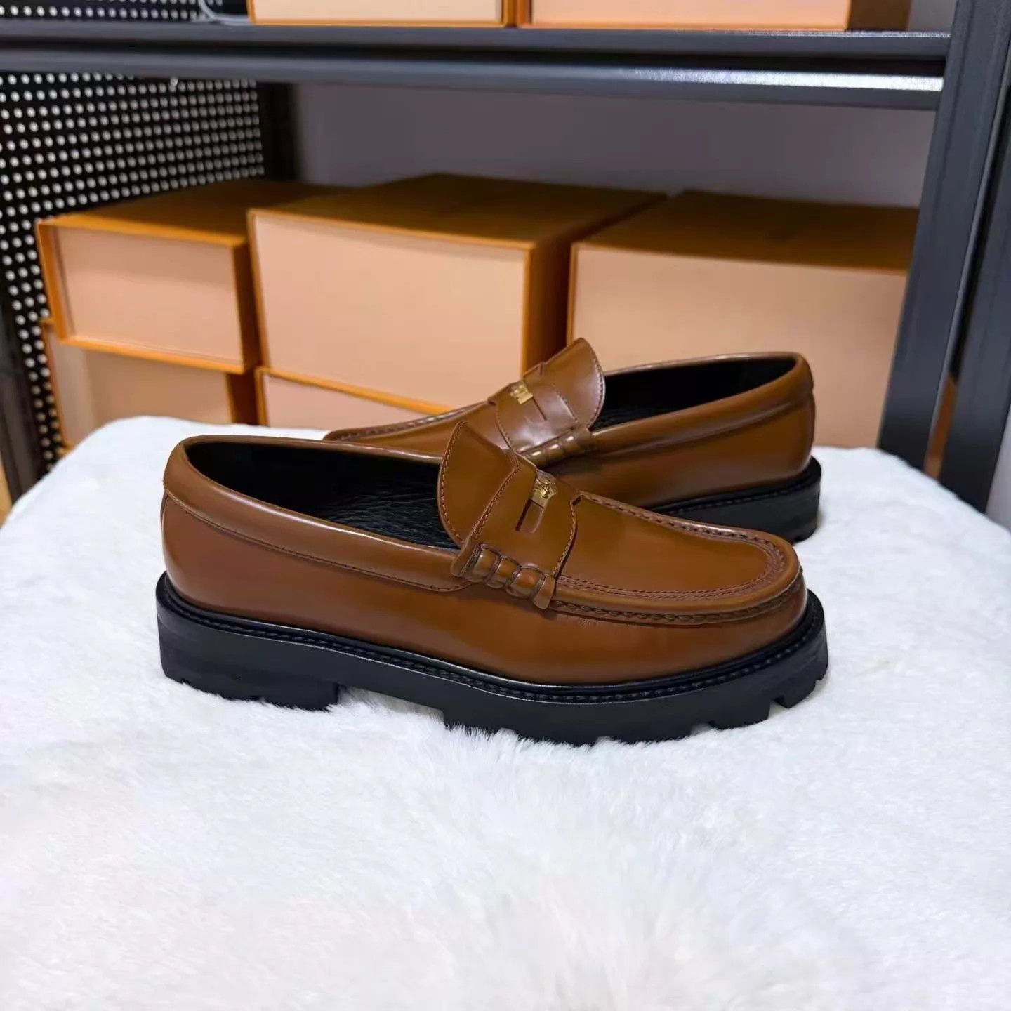 Celine Celine Triomphe Thick Loafers Brown/Caramel 37 LN Size US 6.5 / IT 36.5 - 4 Thumbnail