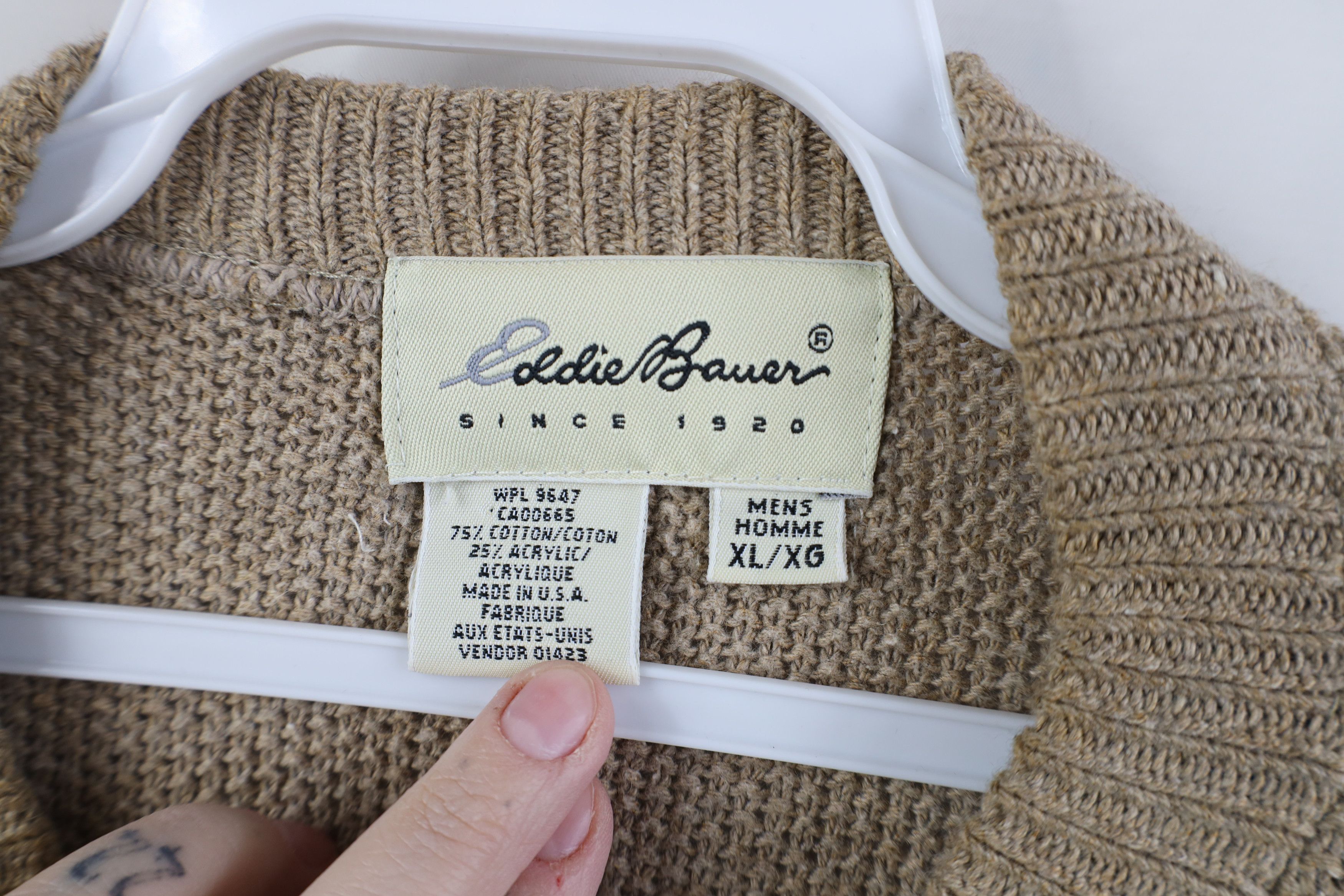Eddie Bauer Vintage 90s Eddie Bauer Knit Henley Sweater Brown USA Size US XL / EU 56 / 4 - 7 Thumbnail