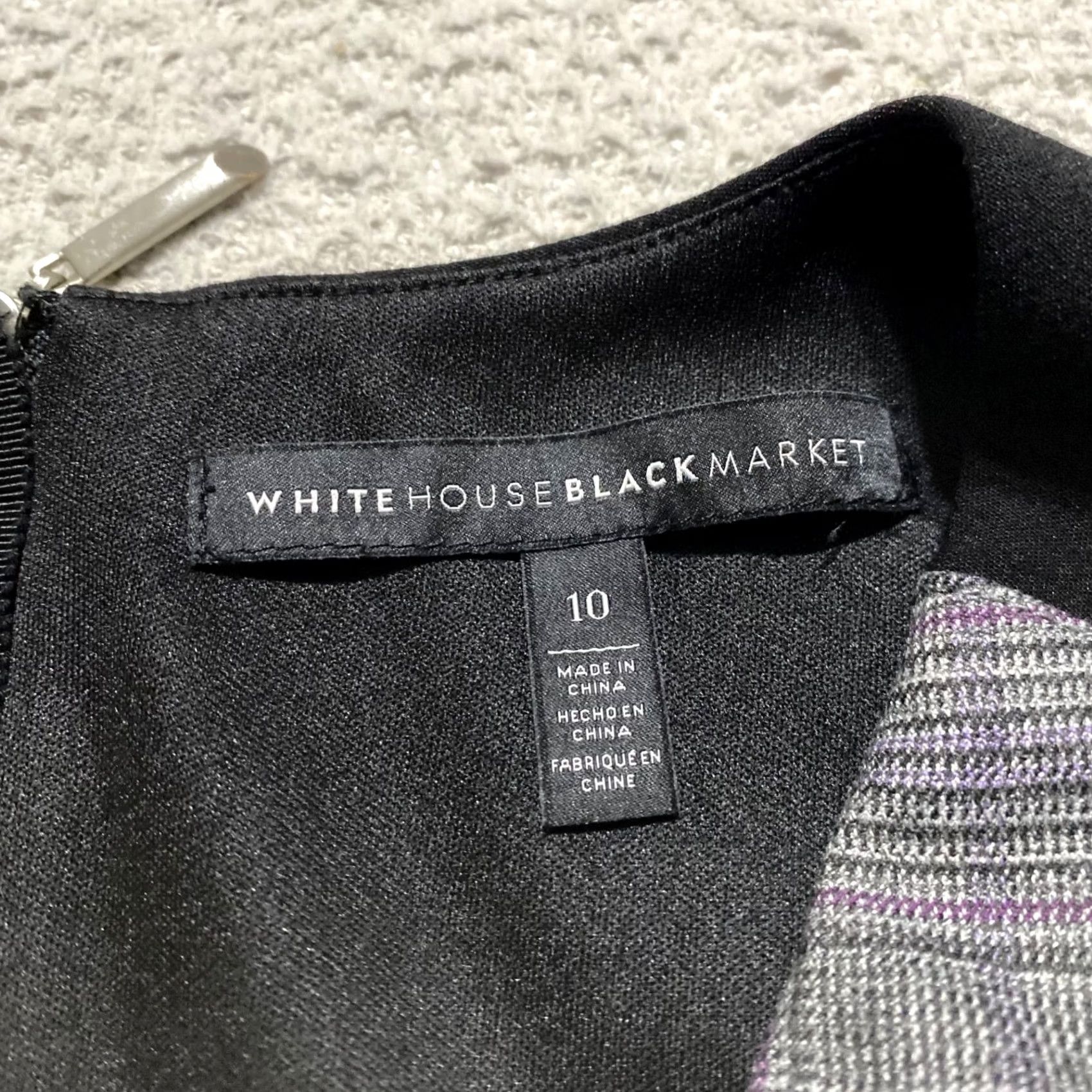 White House Black Market White House Black Market Womens Dress Gray Plaid Sheath V-Neck Sleeveless Size 10 Size L / US 10 / IT 46 - 3 Thumbnail