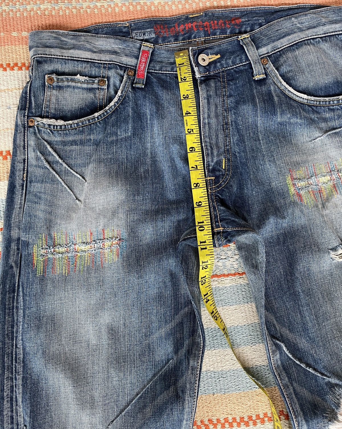 Edwin Vintage 90s🔥EDWIN✖️MURDER Squared🔥EMBROIDERY Distressed Denim Size US 38 / EU 54 - 5 Thumbnail