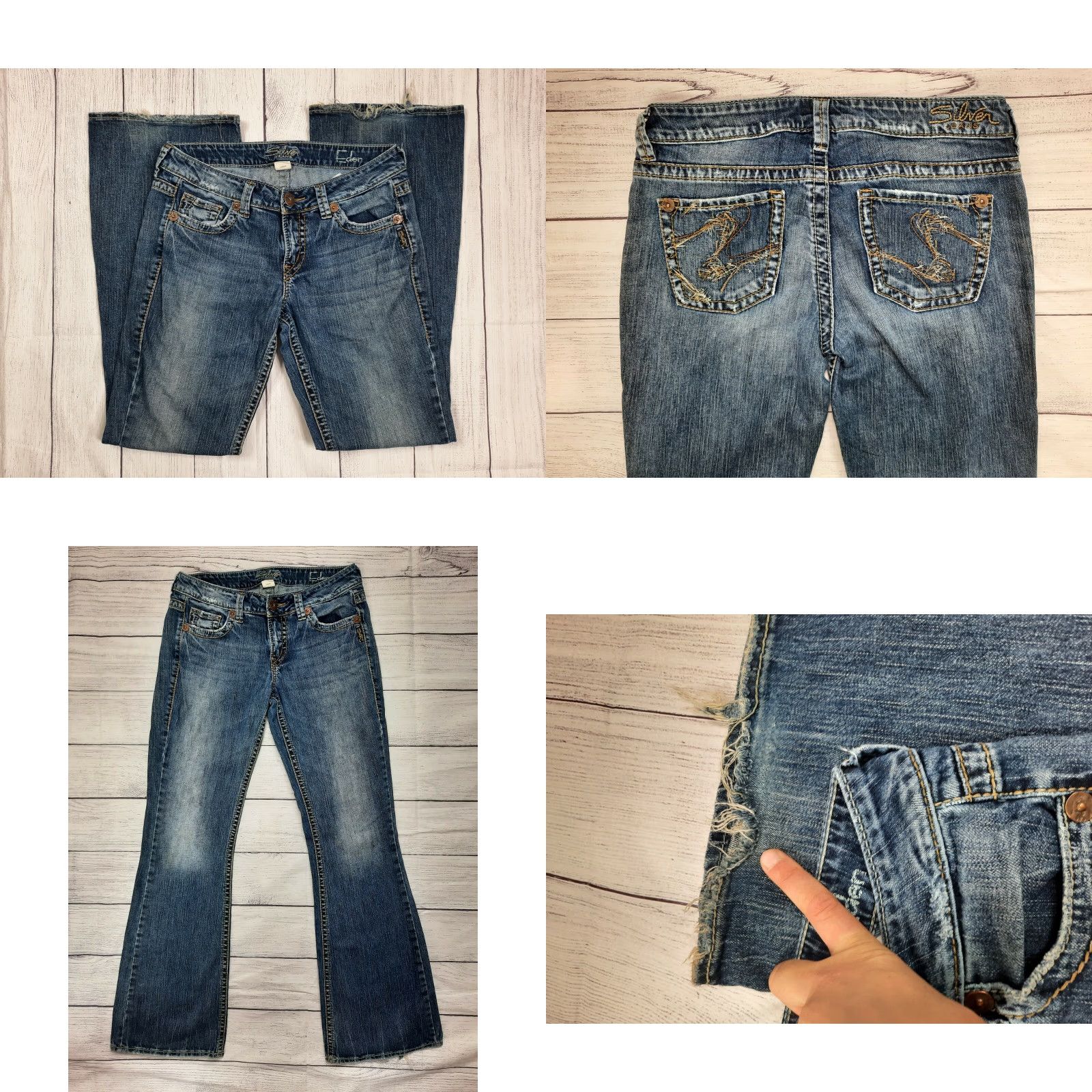 Silver Jeans Co. Women's Silver Jeans Eden Flare Thick-Stitch Flare Leg Med Wash 29x31 Size 29" - 8 Thumbnail