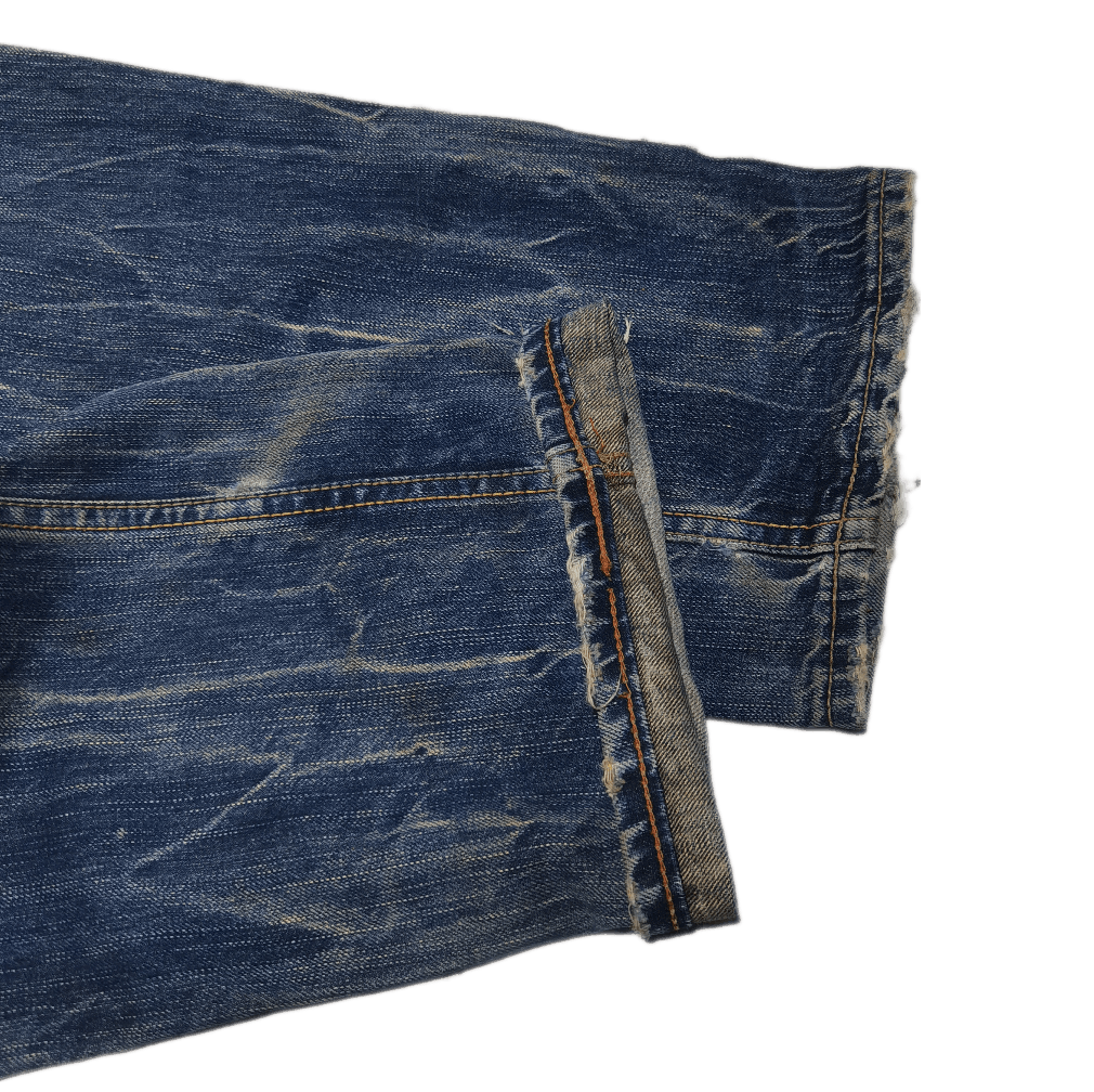 Blue Blue Japan 🇯🇵 90s Blue Way Distressed Denim Mud Wash Pants Size US 30 / EU 46 - 5 Thumbnail