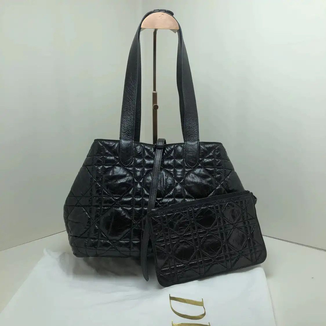 Dior DIOR Toujours black cowhide leather rattan plaid quilted handbag Size ONE SIZE - 1 Thumbnail