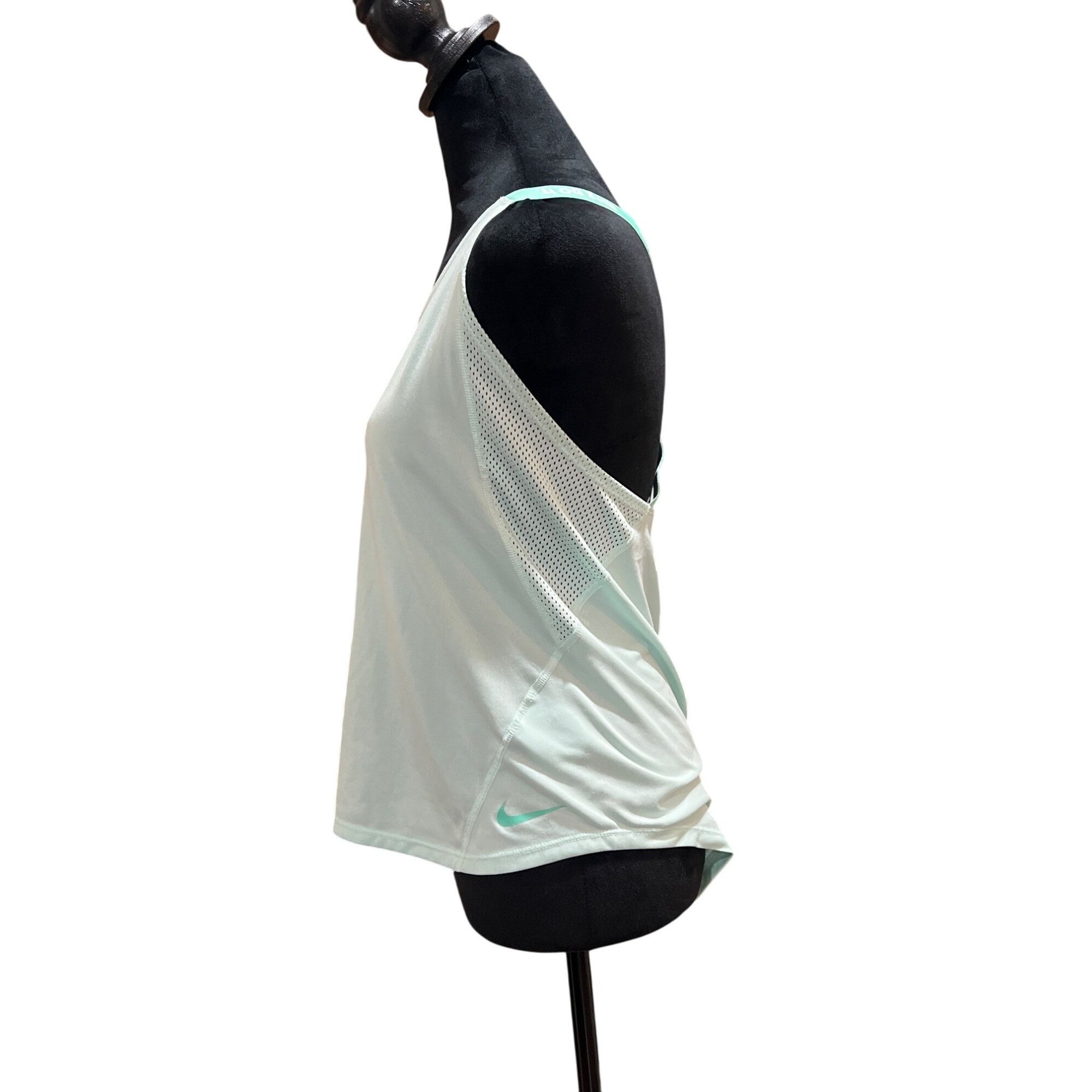 Nike NIKE Women's White Dri-Fit Tank Top With Mint Green Size Sma Size S / US 4 / IT 40 - 2 Thumbnail