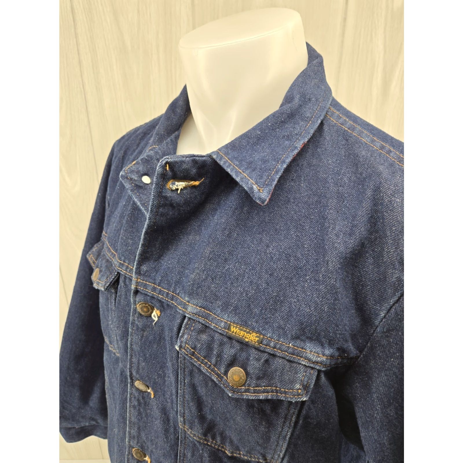 Wrangler VINTAGE Wrangler Denim Trucker Jacket Men’s LARGE USA Made Blue 80s Lined Cotton Jacket Size US L / EU 52-54 / 3 - 5 Thumbnail