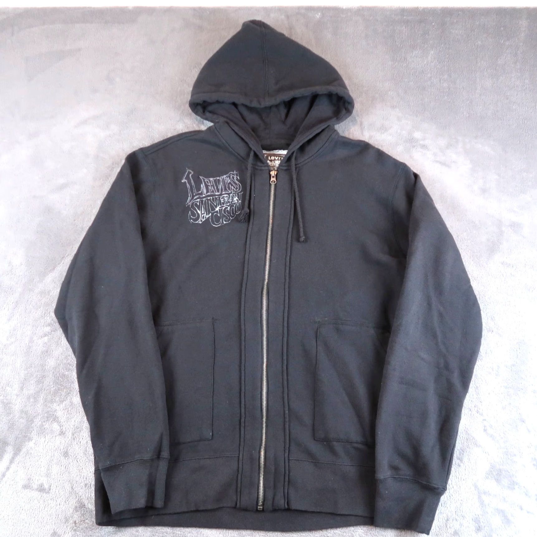 Levi's VINTAGE Levi's Hoodie Full Zip Sweatshirt Hooded Mens XL Black Y2K 2000s Size US XL / EU 56 / 4 - 2 Thumbnail
