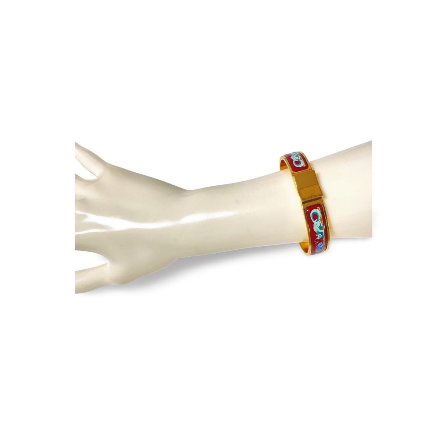 Hermes Vintage Hermes cloisonne enamel golden bangle, rabbit,fox Size ONE SIZE - 9 Thumbnail
