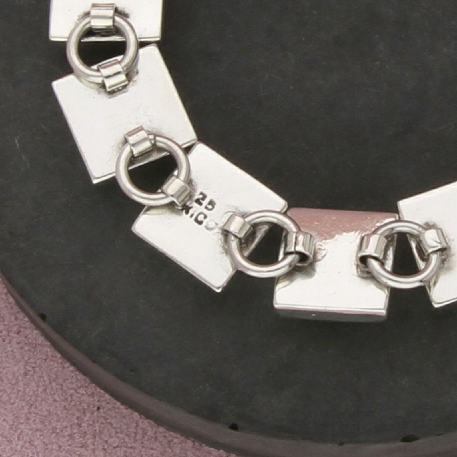 Mexicana mexico sterling silver onyx link toggle bracelet size 7.25in Size ONE SIZE - 3 Thumbnail