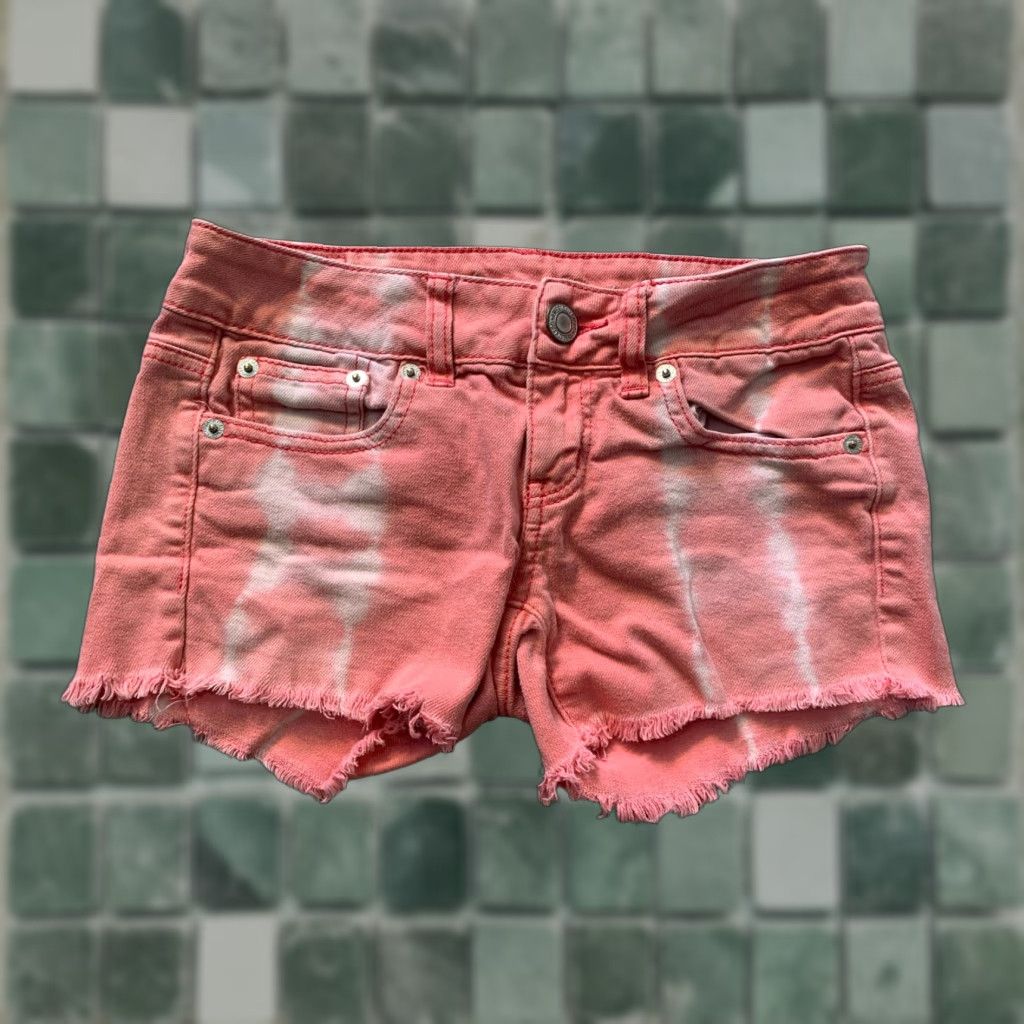 American Eagle Outfitters VINTAGE American Eagle Shorts Pink Womens Size 00 Stretch Tie Dye Look Size 24" / US 00 / IT 34 - 1 Thumbnail