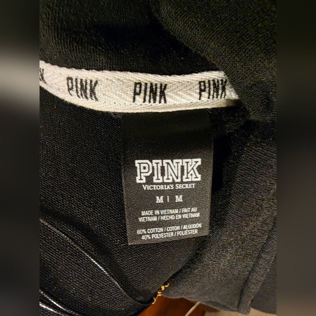 Victoria's Secret PINK Black Quarter-Zip Women's Sweatshirt with Dog Logo Size M / US 6-8 / IT 42-44 - 5 Thumbnail