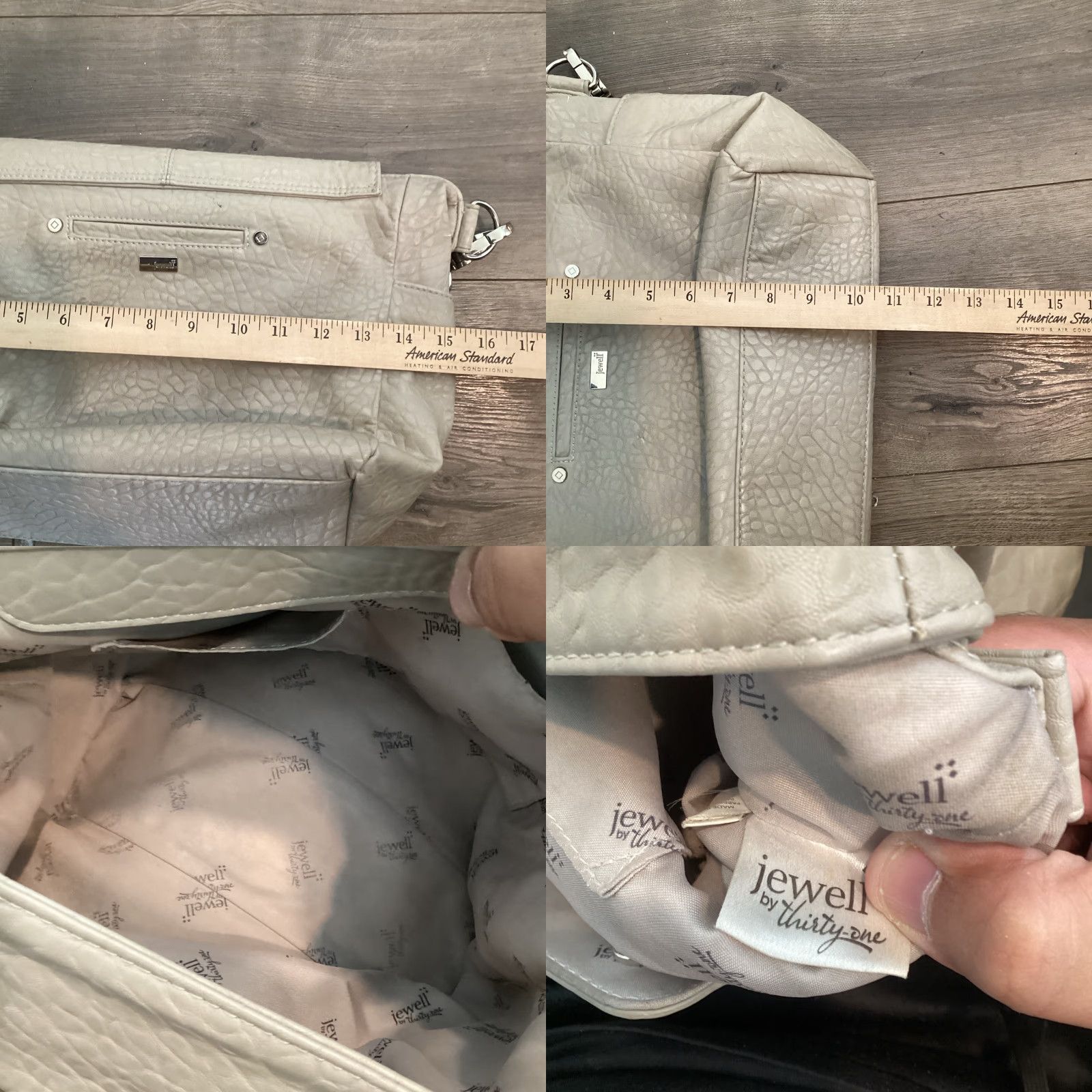 Vintage Thirty-One Jewell® Large Beige Faux Leather Tote Handbag with Magnetic Flap - Elegant Business & Casual Accessory for Women Size ONE SIZE - 8 Thumbnail