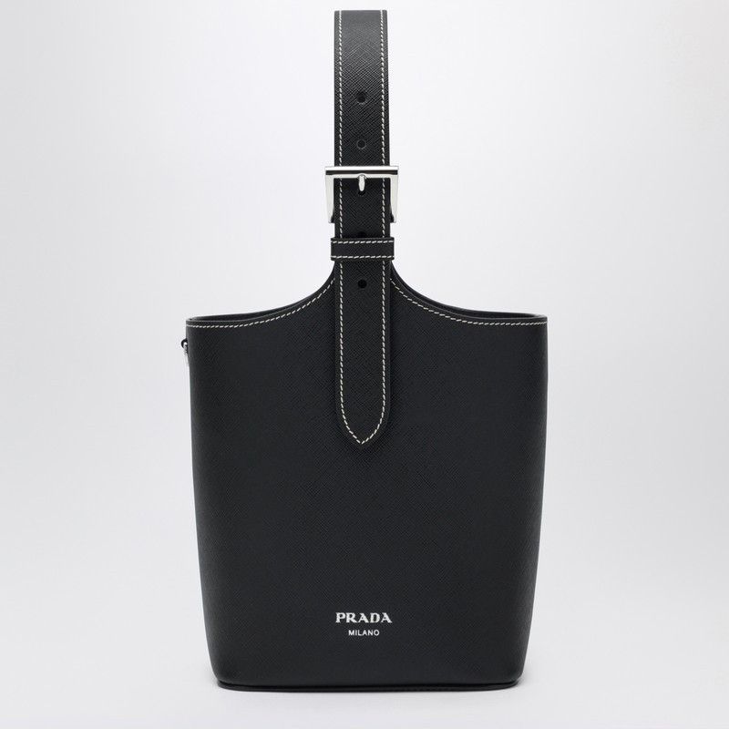 Prada Prada Black Smooth Leather Bucket Bag Size ONE SIZE - 1 Thumbnail