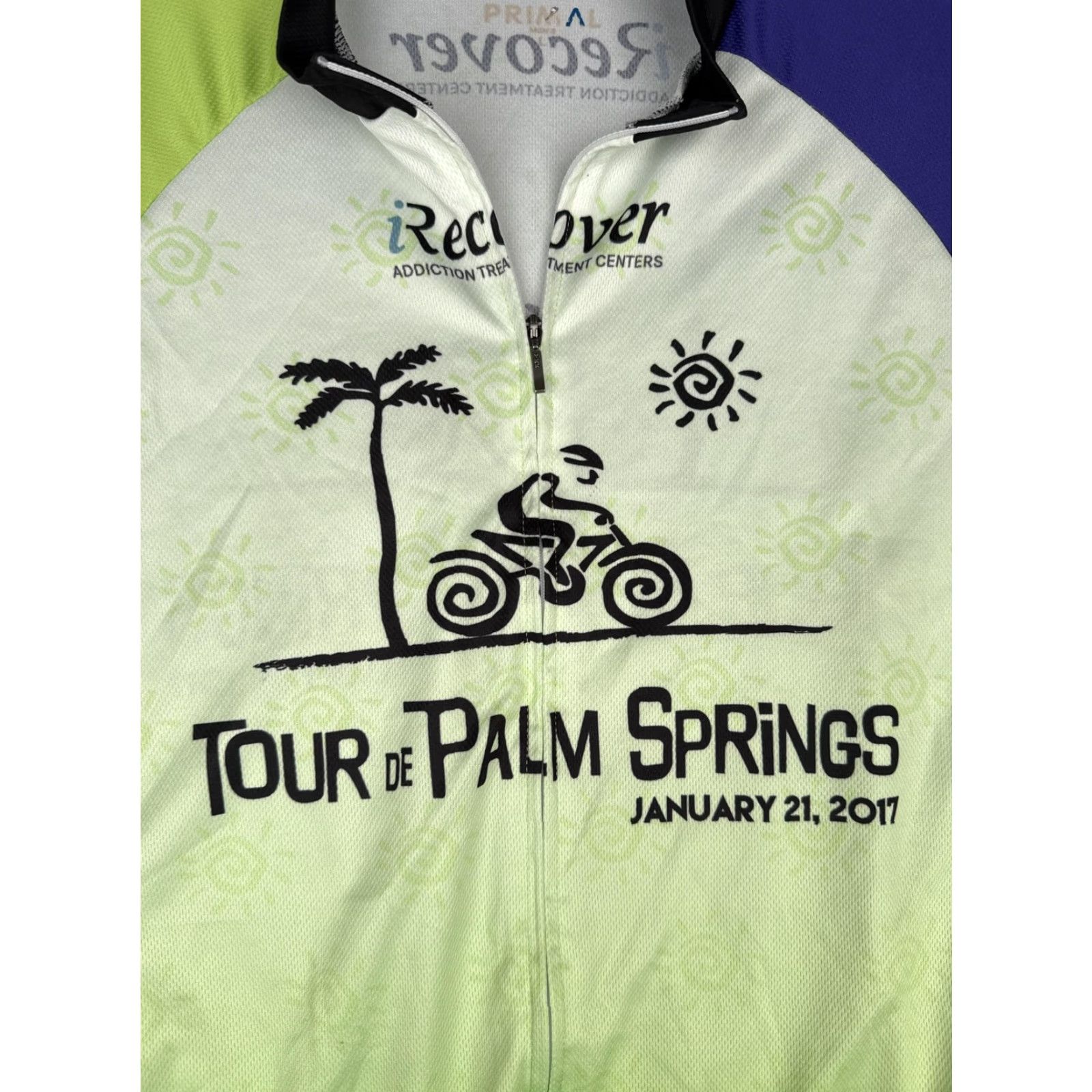 Vintage Primal Cycling Jersey Mens Large Green Purple Tour De Palm Springs 2017 Shirt Size US M / EU 48-50 / 2 - 6 Thumbnail
